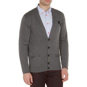 $348 MARC JACOBS M4004360 Button Sweater Cardigan Lead Melange merino Wool (XS)